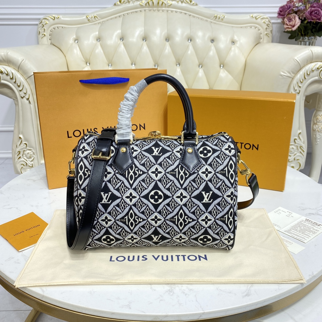 Louis Vuitton SINCE 1854 SPEEDY BANDOULIERE 25 Monogram Handbag M45769 Black